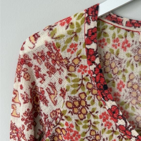 Anthropologie Sleeping On Snow | Y2K Whimsical Floral Wool Henley Size Medium - Picture 2 of 8